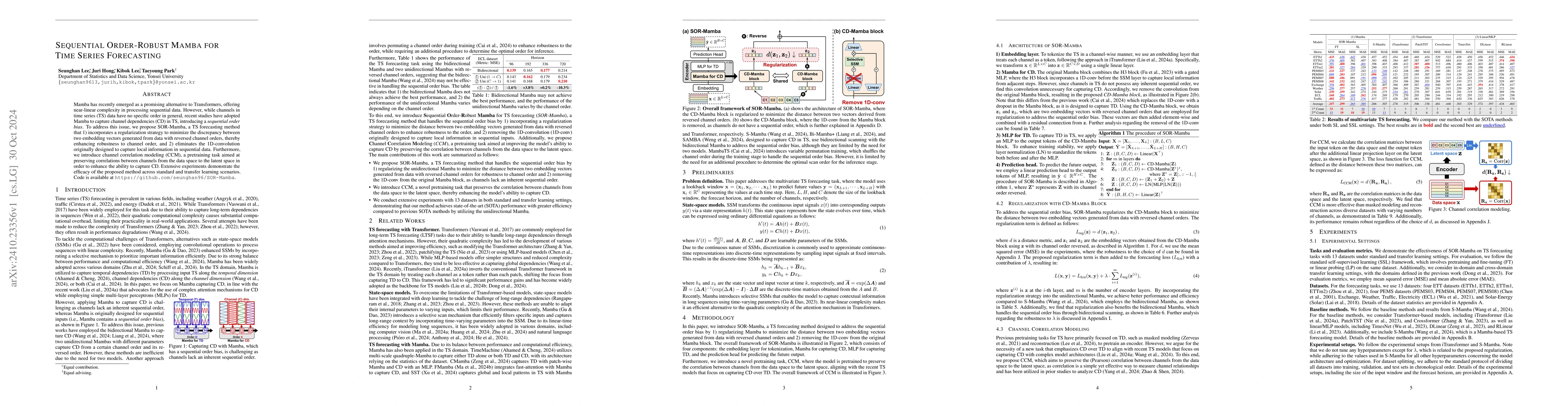 Thumbnail for Sequential Order-Robust Mamba for Time Series Forecasting