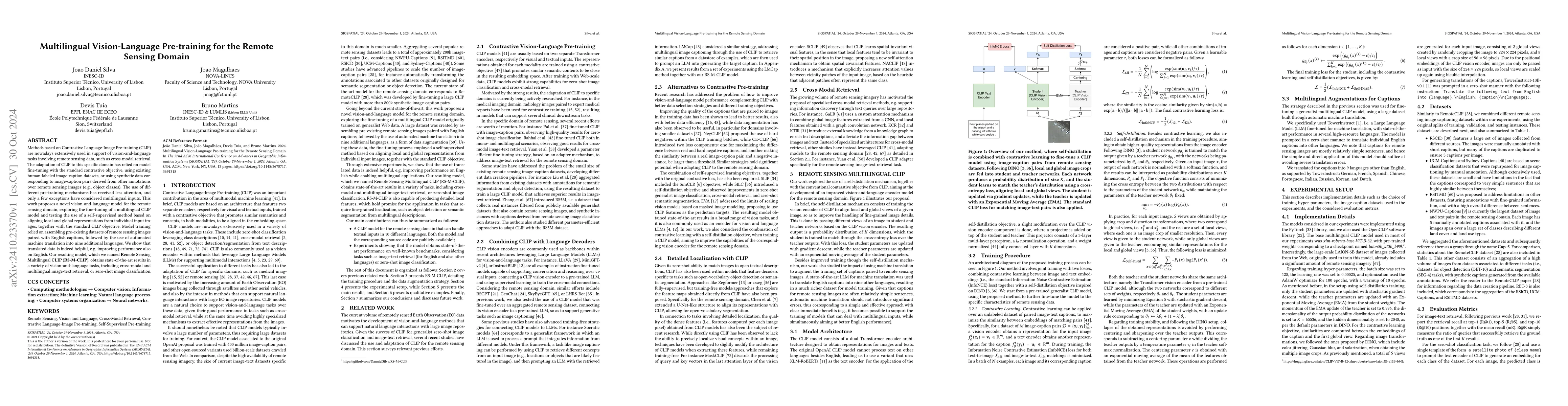Thumbnail for Multilingual Vision-Language Pre-training for the Remote Sensing Domain