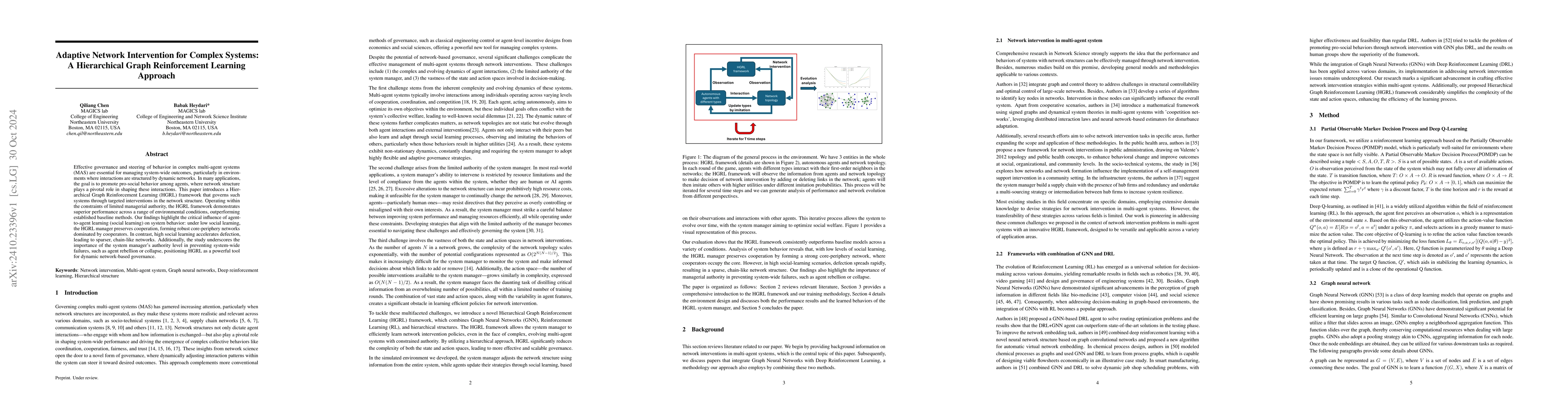 Thumbnail for Adaptive Network Intervention for Complex Systems: A Hierarchical Graph
  Reinforcement Learning Approach