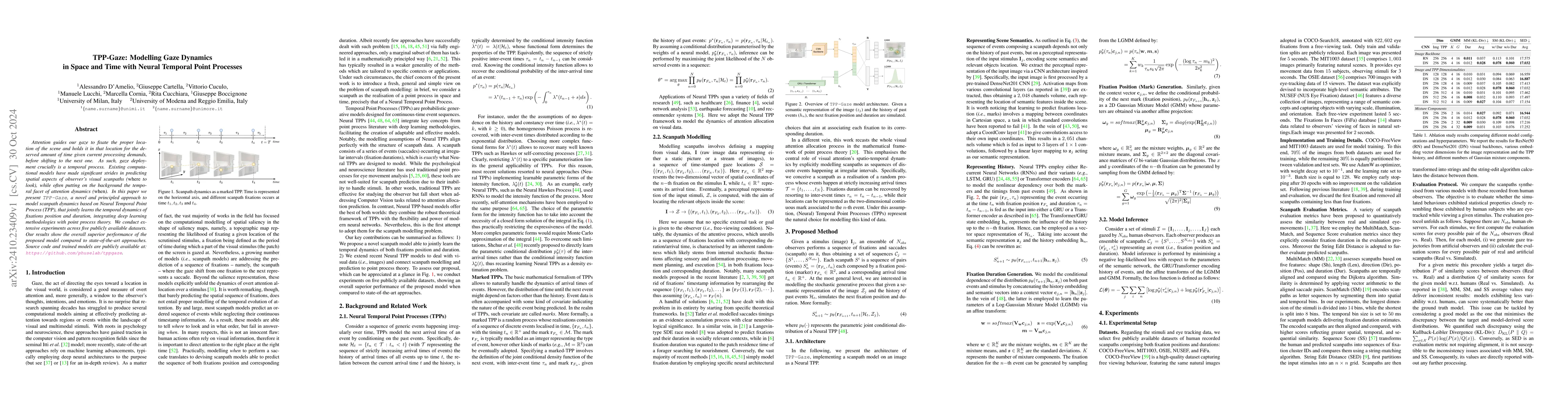 Thumbnail for TPP-Gaze: Modelling Gaze Dynamics in Space and Time with Neural Temporal
  Point Processes