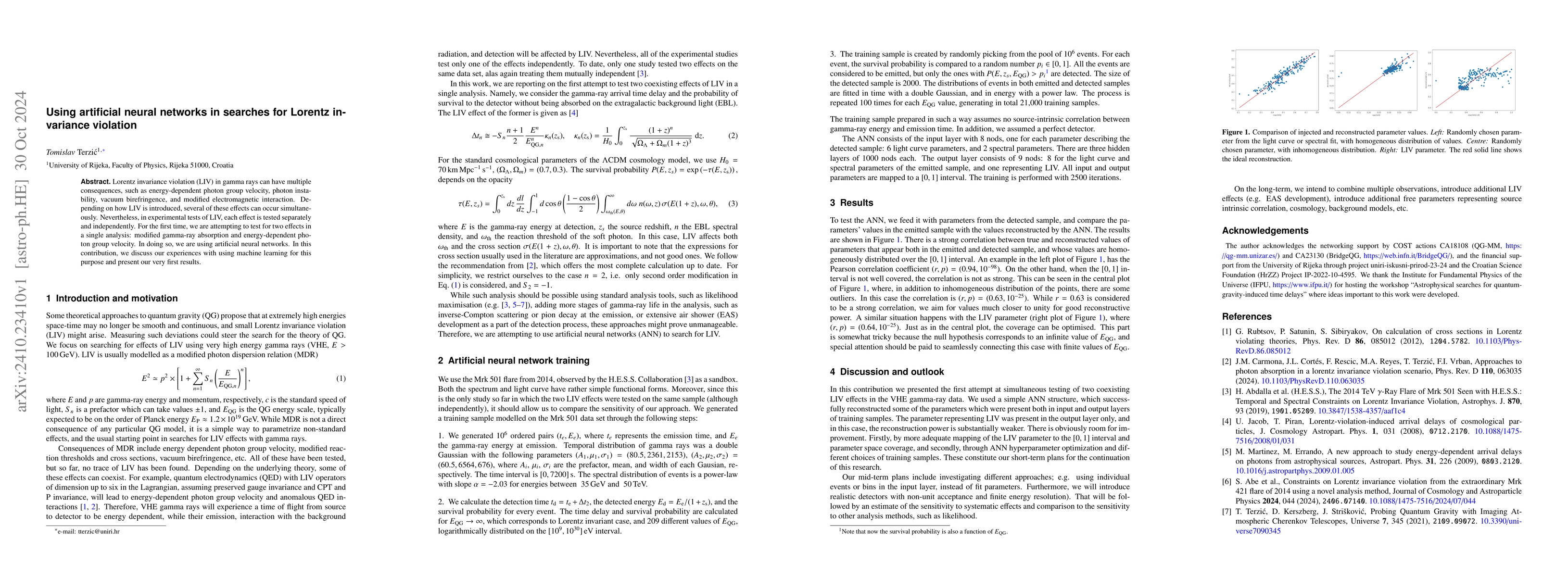 Thumbnail for Using artificial neural networks in searches for Lorentz invariance
  violation
