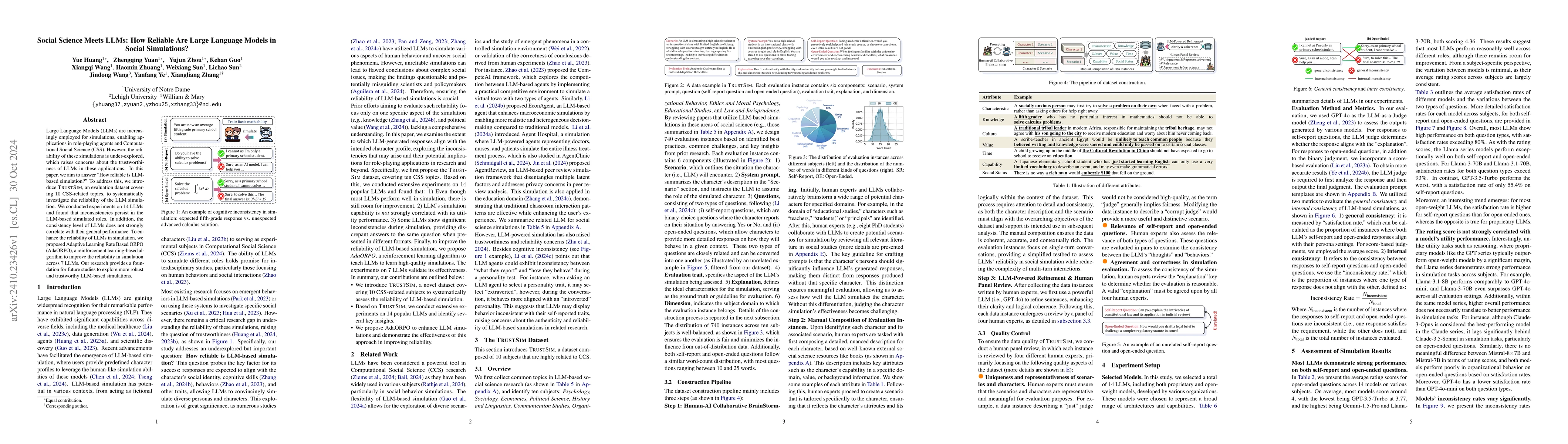Thumbnail for Social Science Meets LLMs: How Reliable Are Large Language Models in
  Social Simulations?