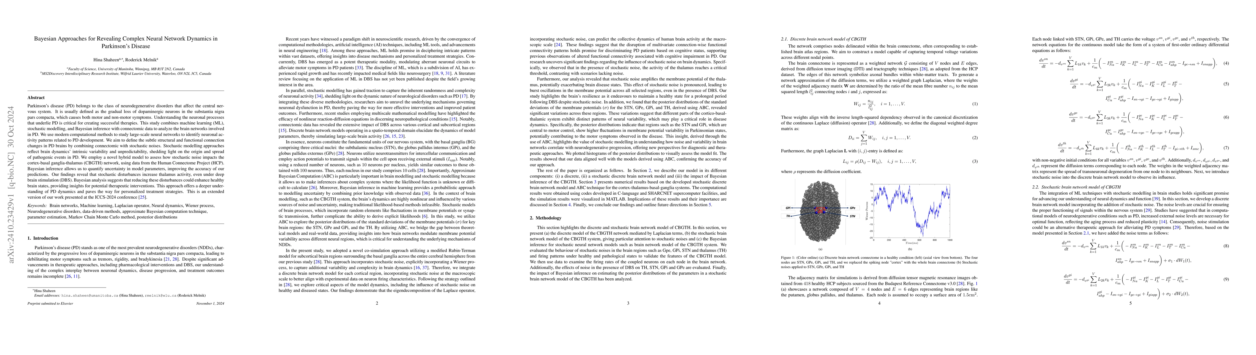 Thumbnail for Bayesian Approaches for Revealing Complex Neural Network Dynamics in
  Parkinson's Disease