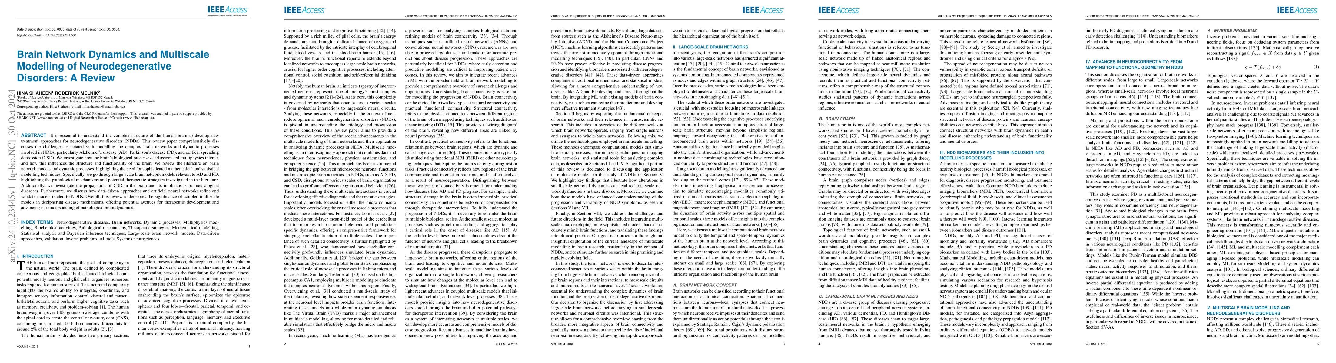 Thumbnail for Brain Network Dynamics and Multiscale Modelling of Neurodegenerative
  Disorders: A Review