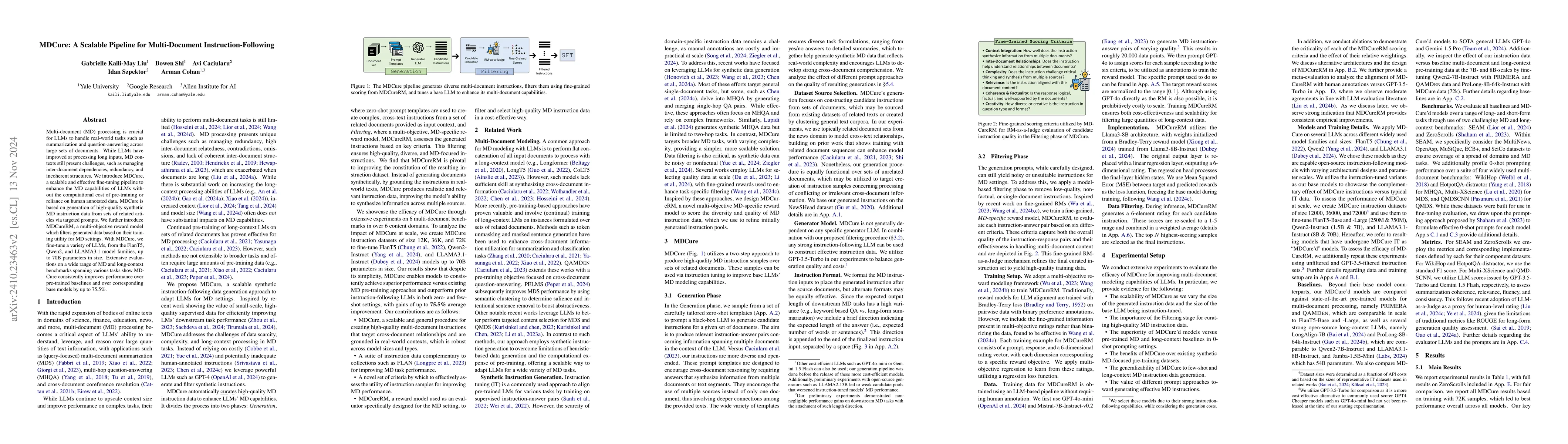 Thumbnail for MDCure: A Scalable Pipeline for Multi-Document Instruction-Following