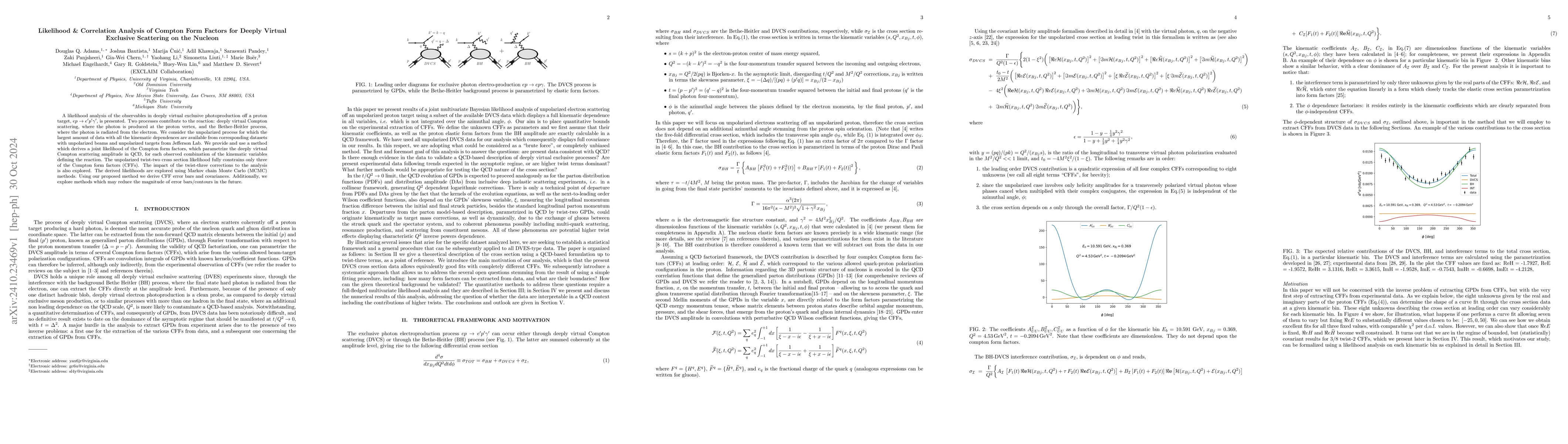 Thumbnail for Likelihood and Correlation Analysis of Compton Form Factors for Deeply
  Virtual Exclusive Scattering on the Nucleon