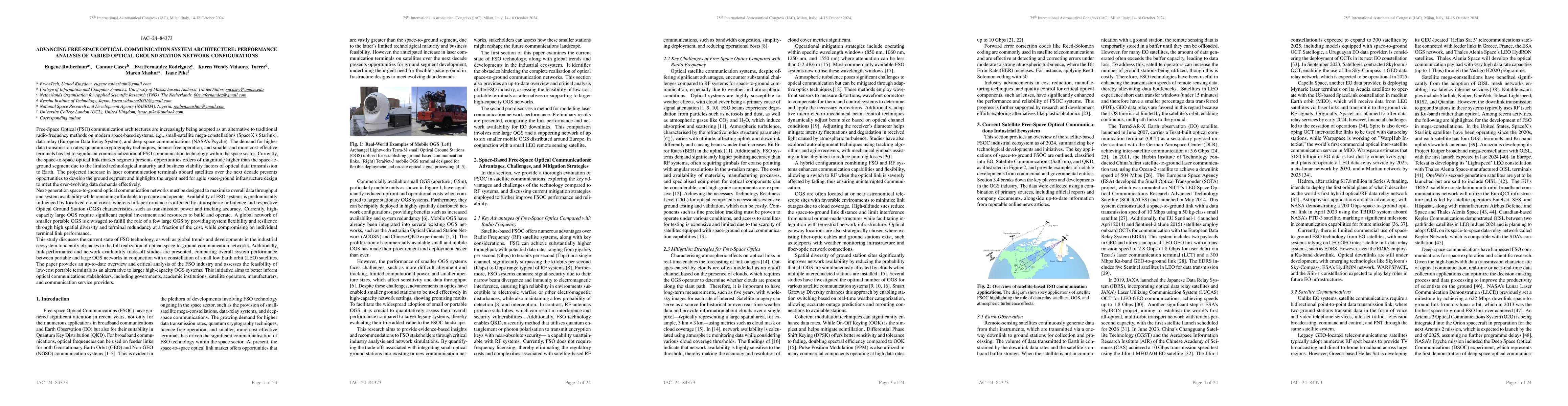 Thumbnail for Advancing Free-Space Optical Communication System Architecture:
  Performance Analysis of Varied Optical Ground Station Network Configurations