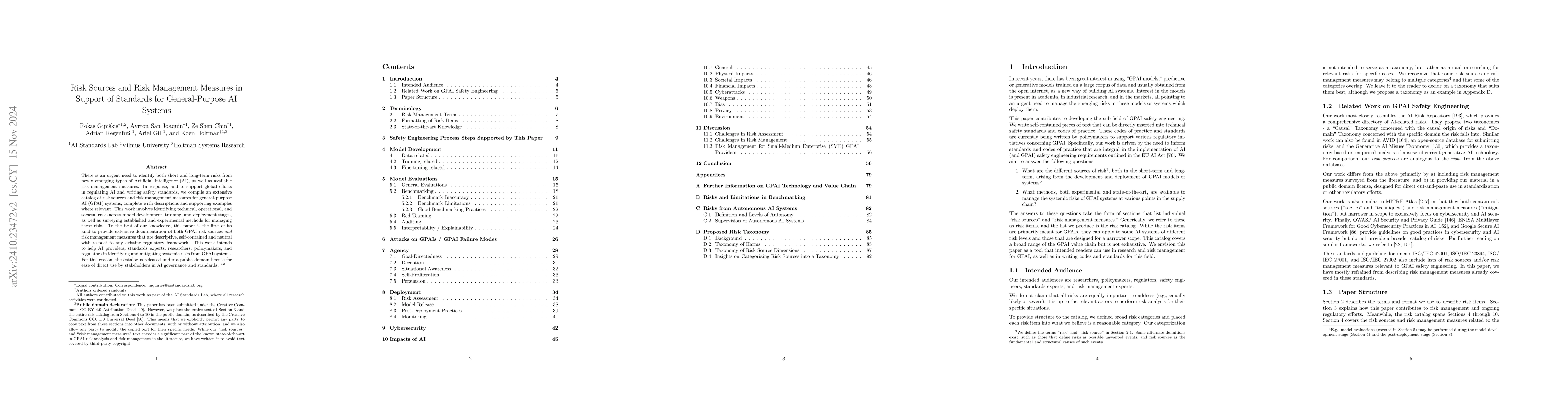 Thumbnail for Risk Sources and Risk Management Measures in Support of Standards for
  General-Purpose AI Systems