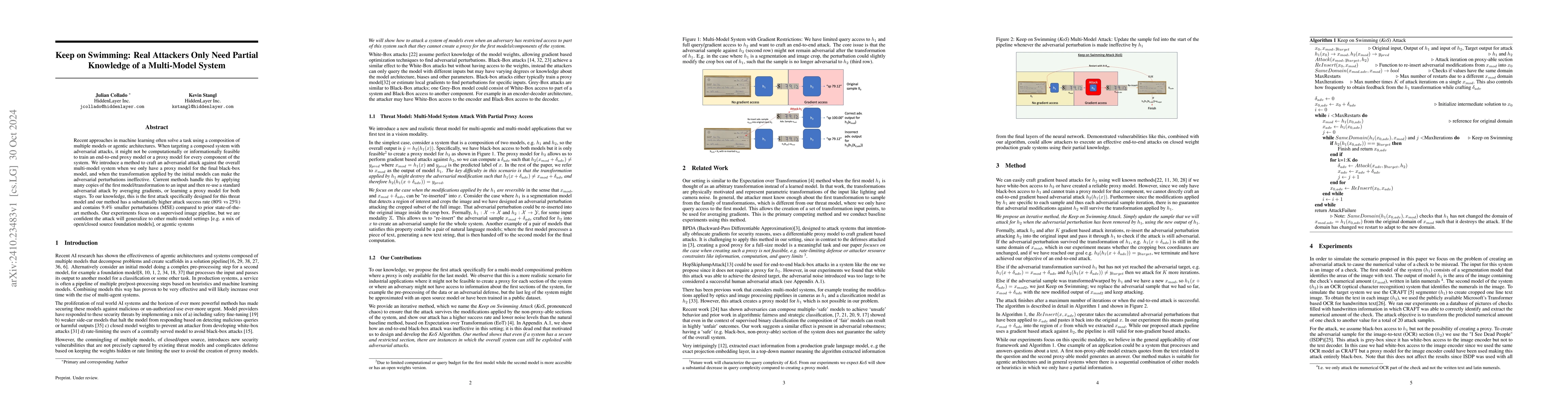 Thumbnail for Keep on Swimming: Real Attackers Only Need Partial Knowledge of a
  Multi-Model System