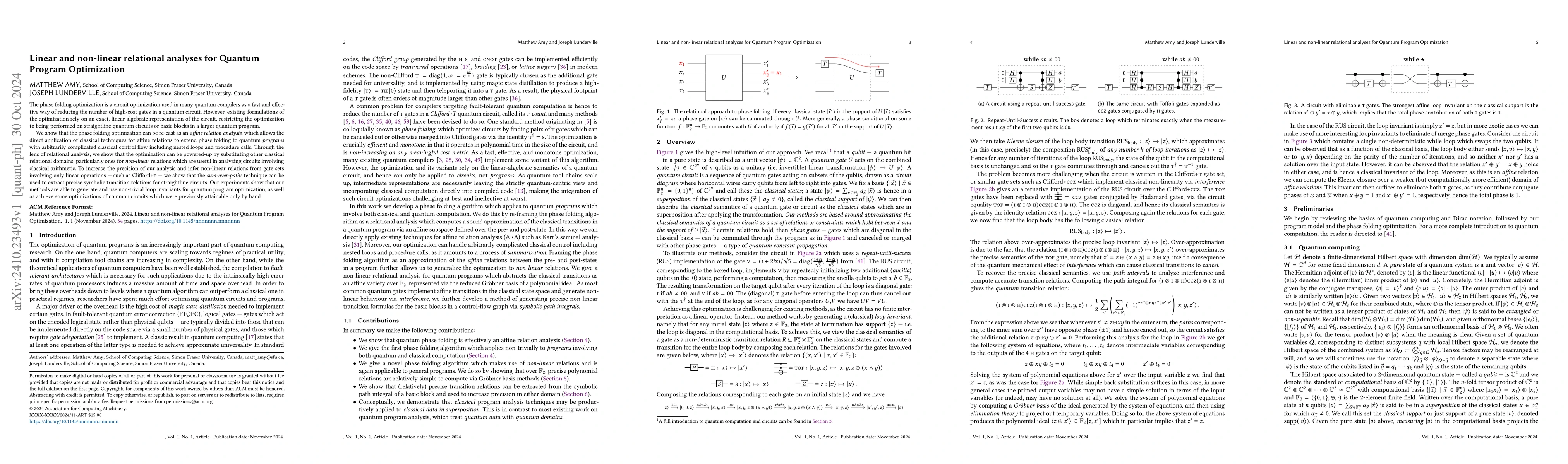 Thumbnail for Linear and non-linear relational analyses for Quantum Program
  Optimization