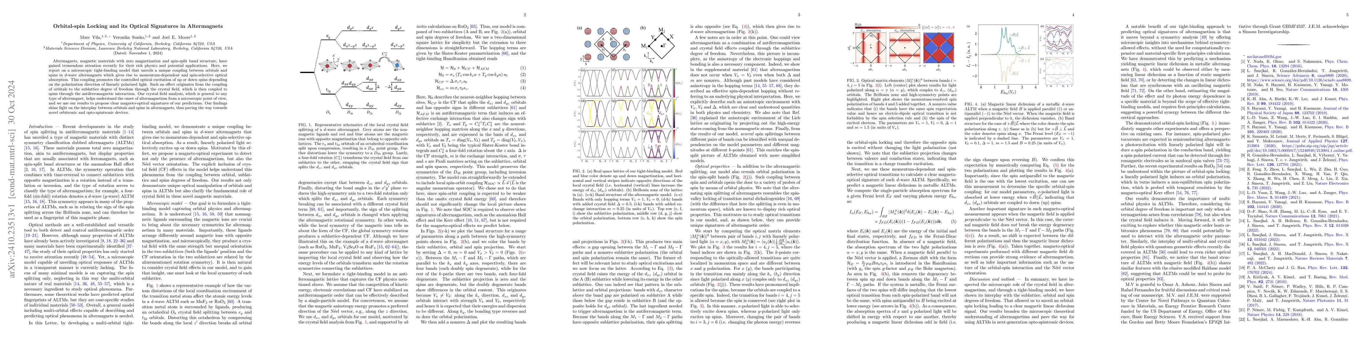 Thumbnail for Orbital-spin Locking and its Optical Signatures in Altermagnets