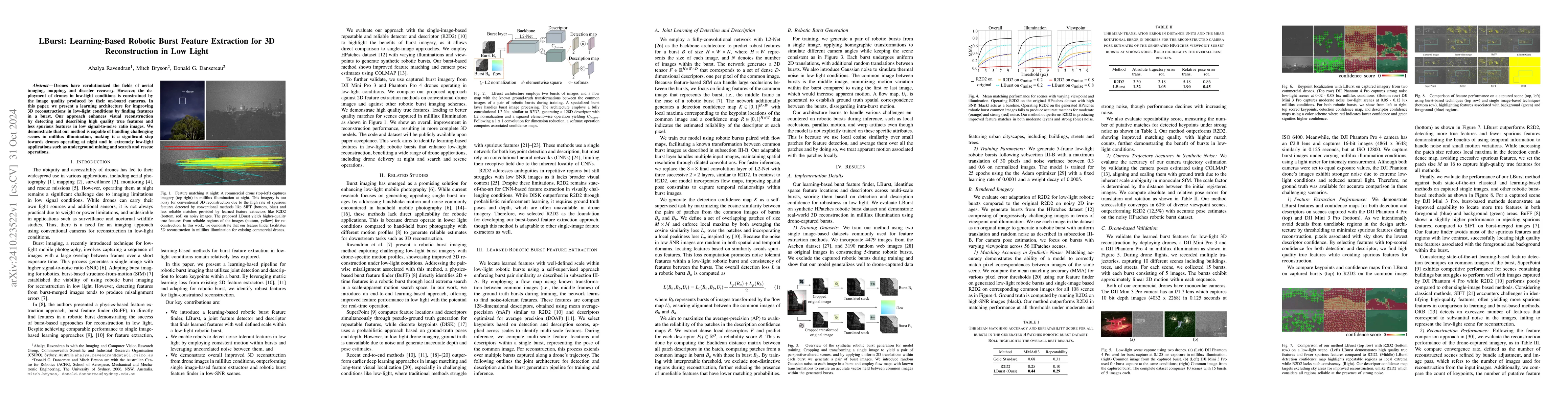Thumbnail for LBurst: Learning-Based Robotic Burst Feature Extraction for 3D
  Reconstruction in Low Light