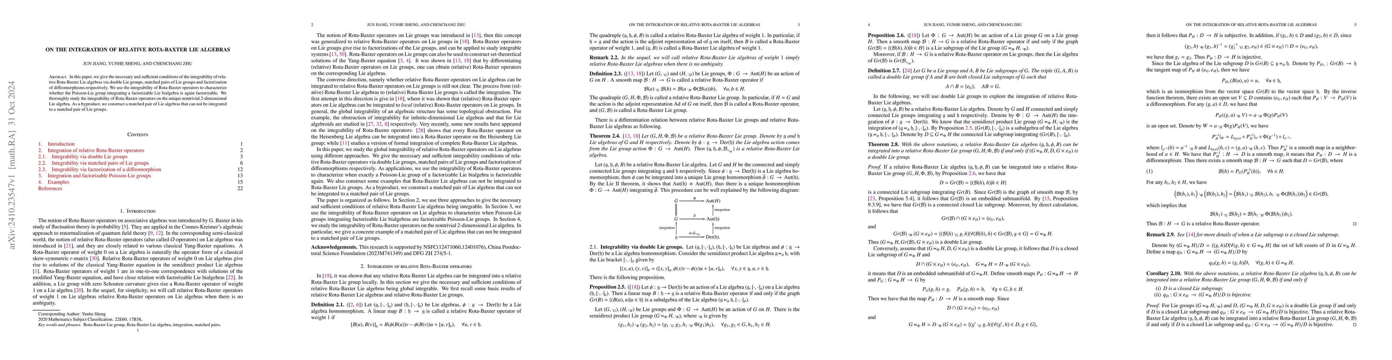 Thumbnail for On the integration of relative Rota-Baxter Lie algebras