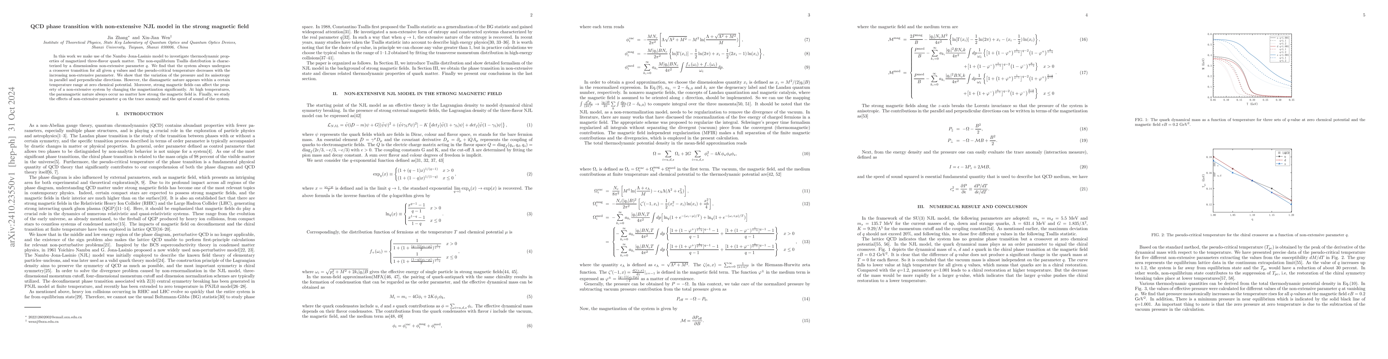 Thumbnail for QCD phase transition with non-extensive NJL model in the strong magnetic
  field