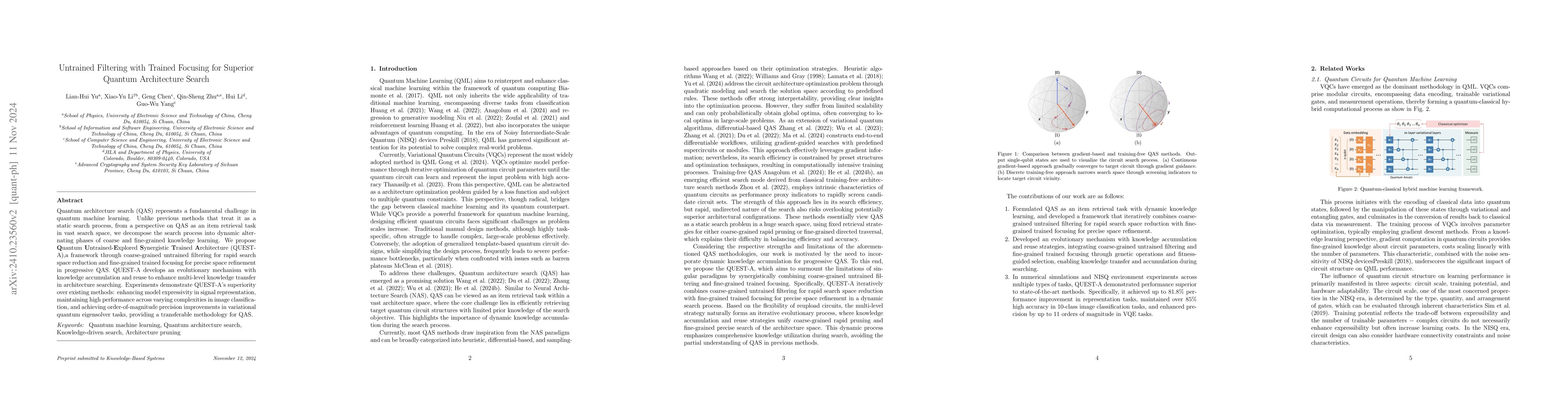 Thumbnail for Untrained Filtering with Trained Focusing for Superior Quantum
  Architecture Search