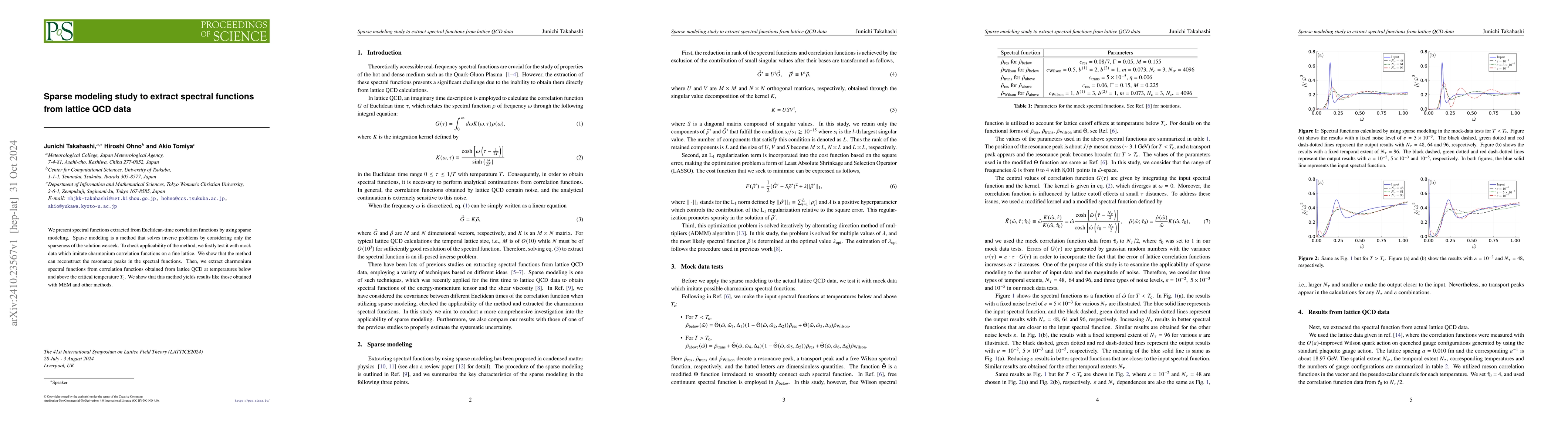 Thumbnail for Sparse modeling study to extract spectral functions from lattice QCD
  data