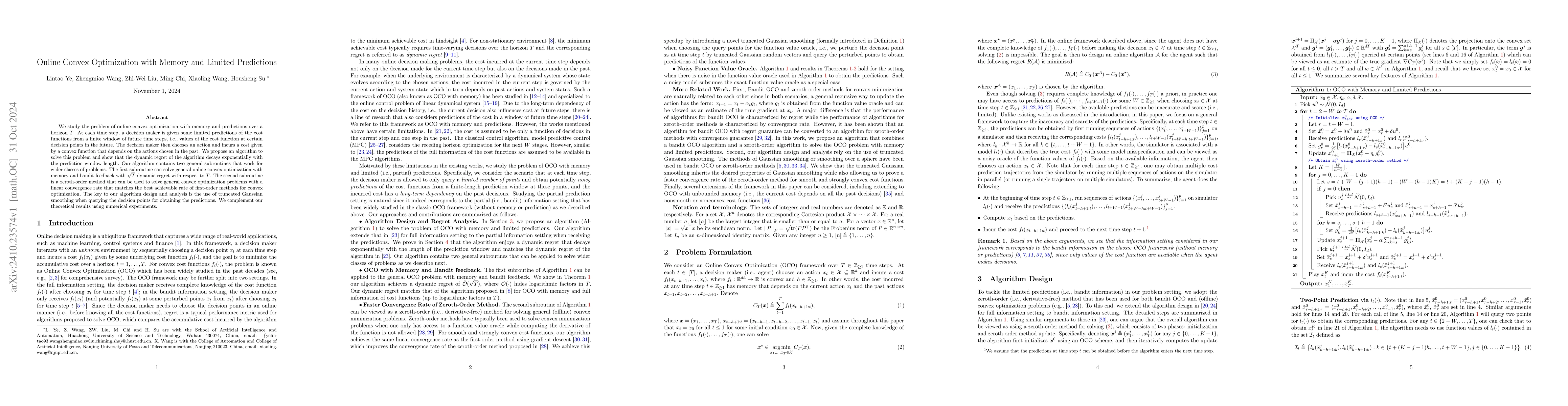 Thumbnail for Online Convex Optimization with Memory and Limited Predictions
