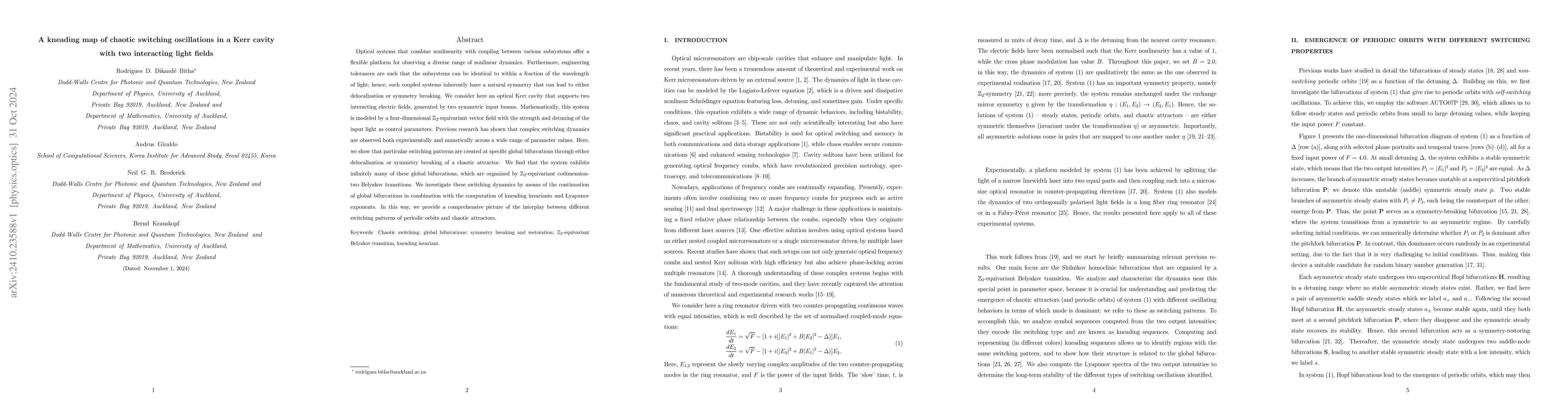 Thumbnail for A kneading map of chaotic switching oscillations in a Kerr cavity with
  two interacting light fields