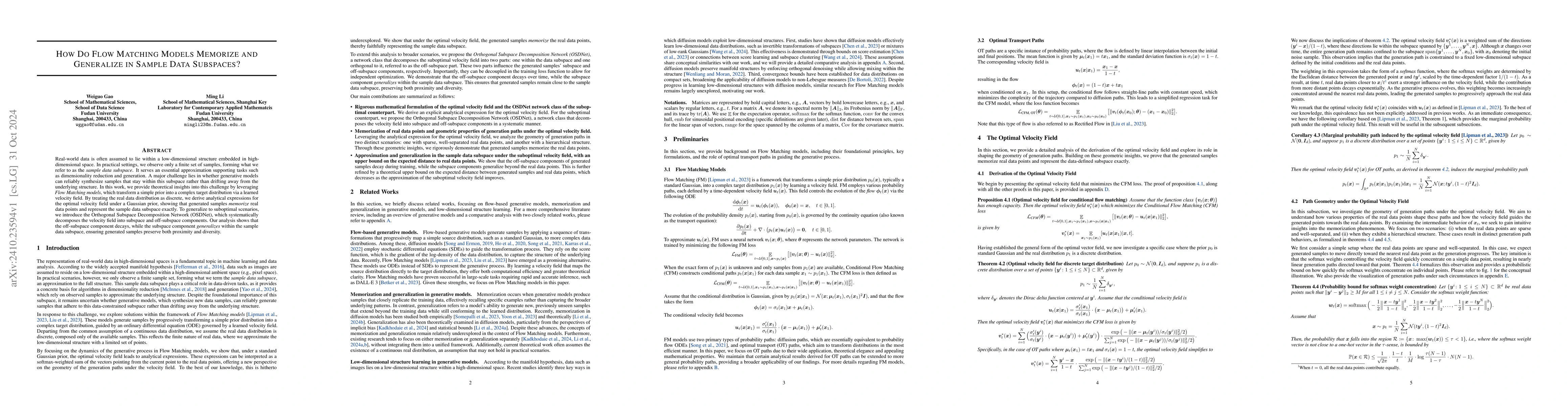 Thumbnail for How Do Flow Matching Models Memorize and Generalize in Sample Data
  Subspaces?