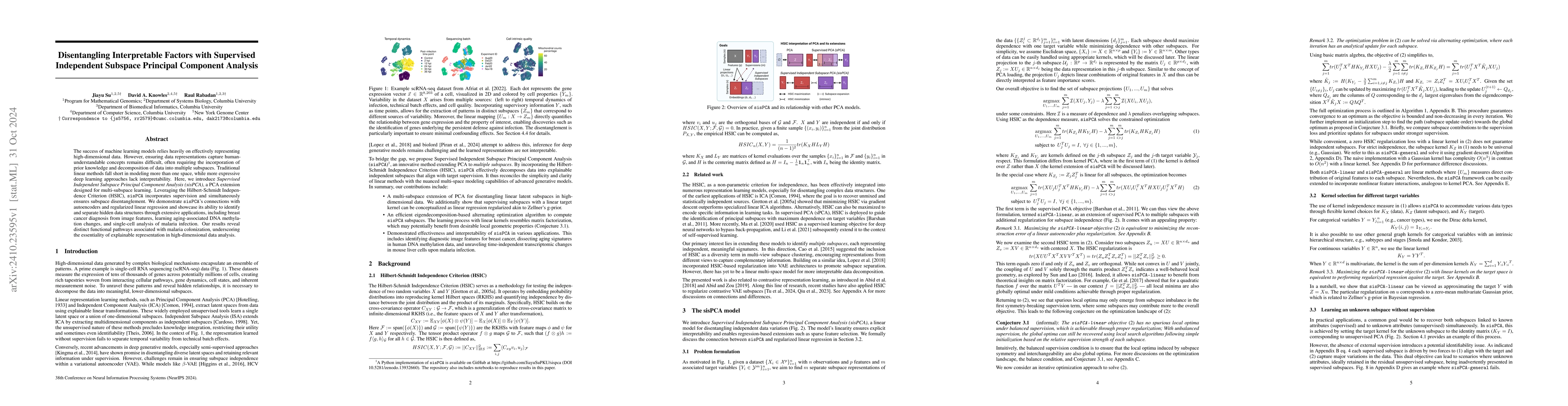 Thumbnail for Disentangling Interpretable Factors with Supervised Independent Subspace
  Principal Component Analysis