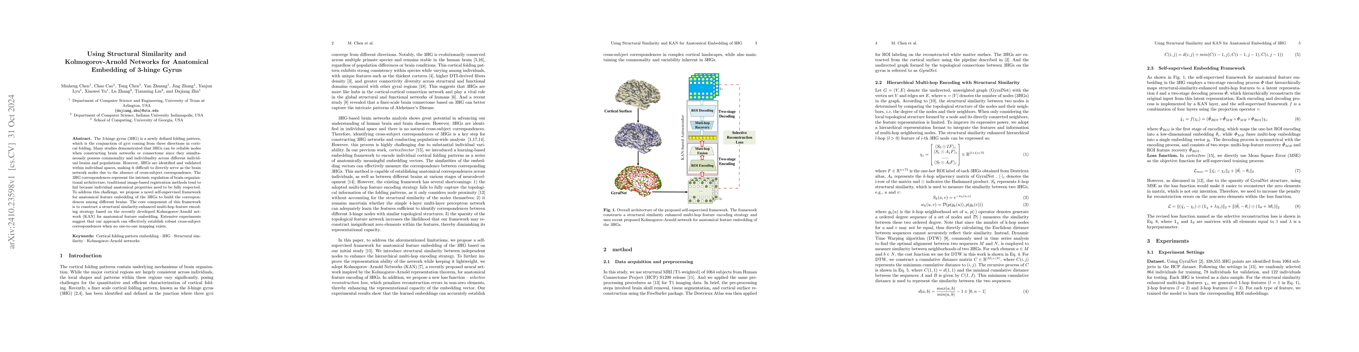 Thumbnail for Using Structural Similarity and Kolmogorov-Arnold Networks for
  Anatomical Embedding of 3-hinge Gyrus