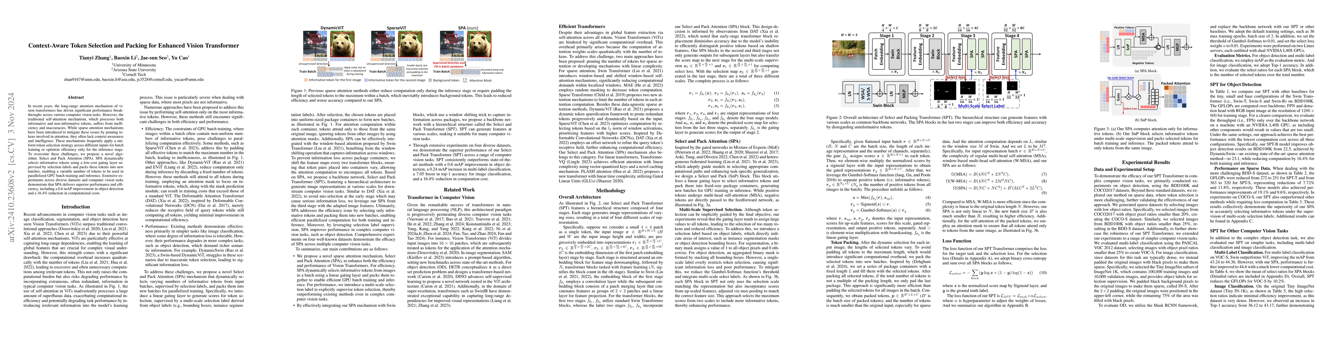 Thumbnail for Context-Aware Token Selection and Packing for Enhanced Vision
  Transformer