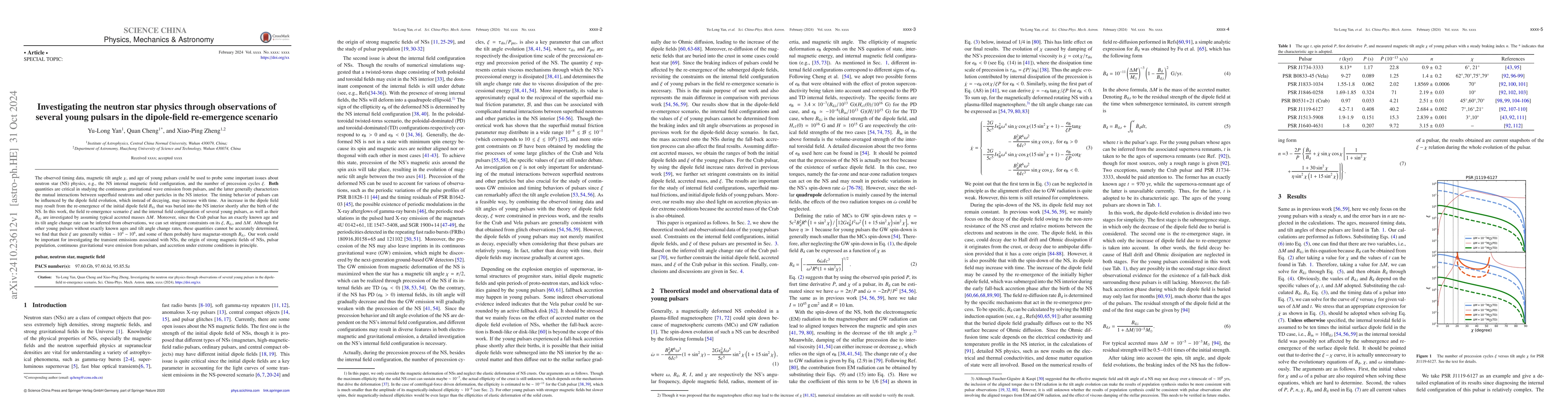 Thumbnail for Investigating the neutron star physics through observations of several
  young pulsars in the dipole-field re-emergence scenario