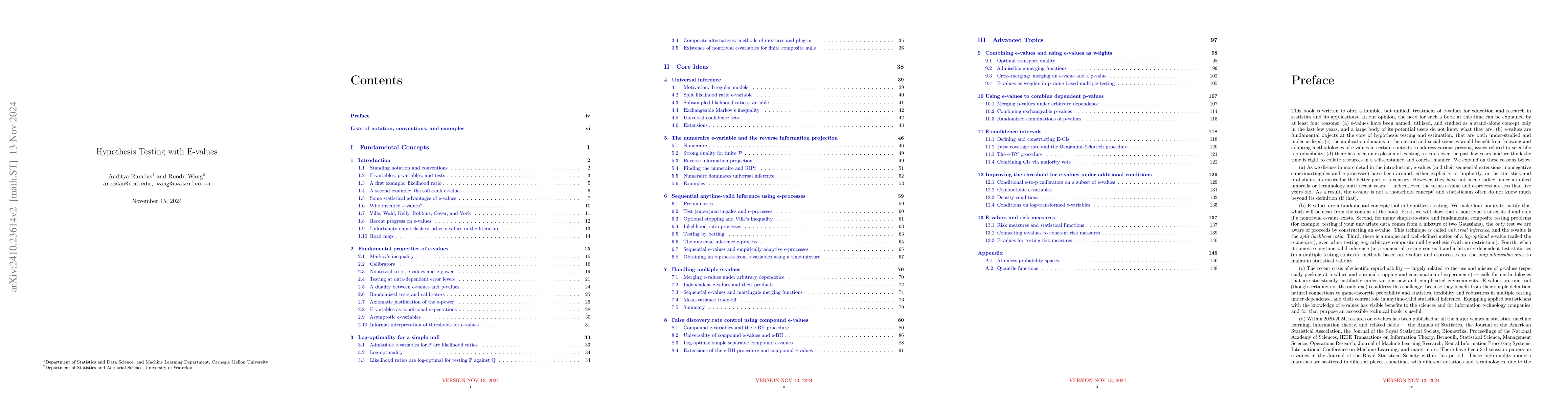 Thumbnail for Hypothesis testing with e-values