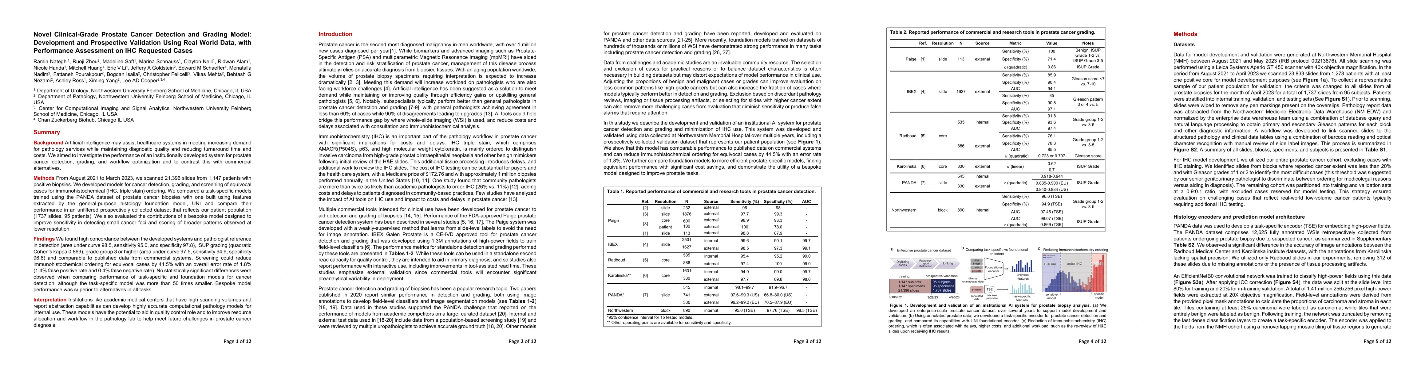 Thumbnail for Novel Clinical-Grade Prostate Cancer Detection and Grading Model:
  Development and Prospective Validation Using Real World Data, with
  Performance Assessment on IHC Requested Cases