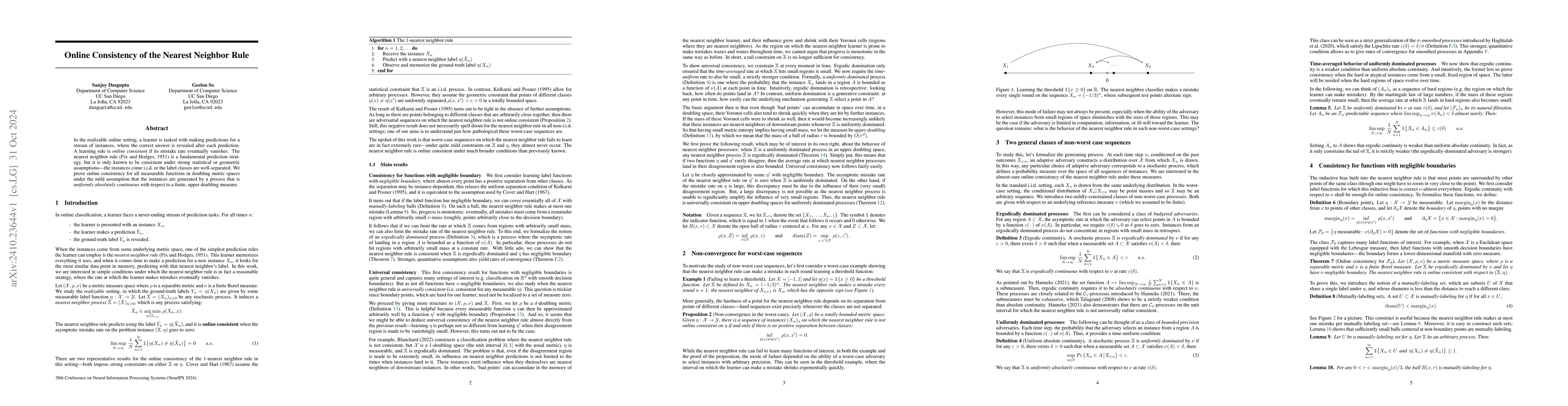 Thumbnail for Online Consistency of the Nearest Neighbor Rule