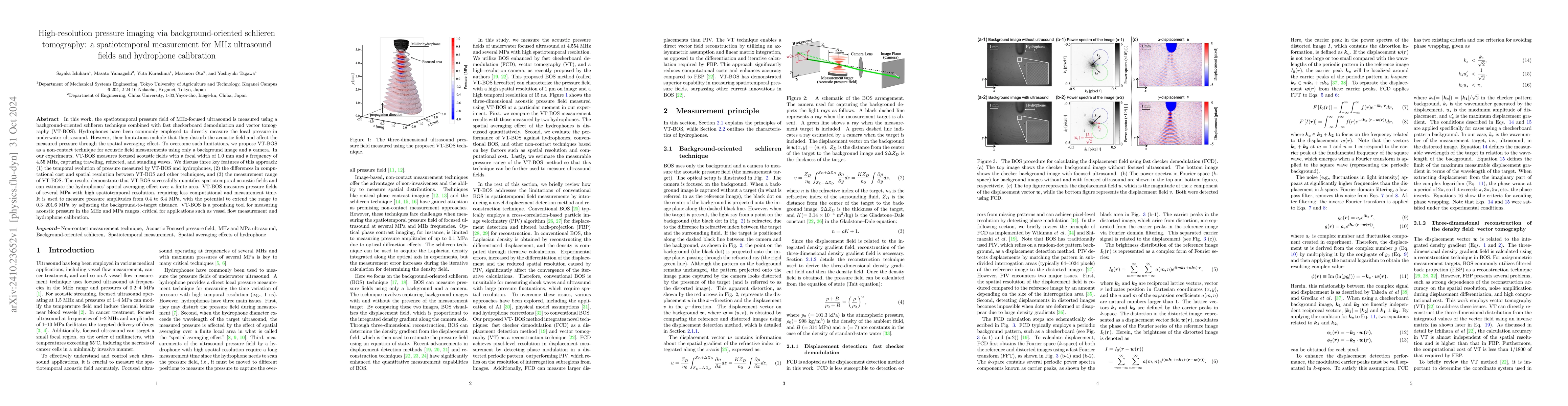 Thumbnail for High-resolution pressure imaging via background-oriented schlieren
  tomography: a spatiotemporal measurement for MHz ultrasound fields and
  hydrophone calibration