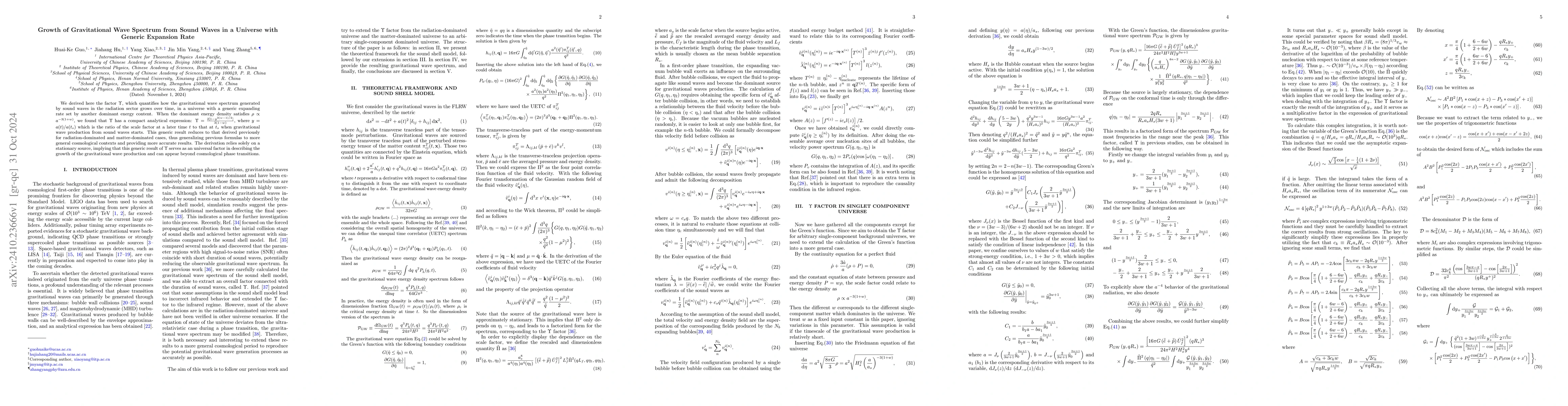 Thumbnail for Growth of Gravitational Wave Spectrum from Sound Waves in a Universe
  with Generic Expansion Rate