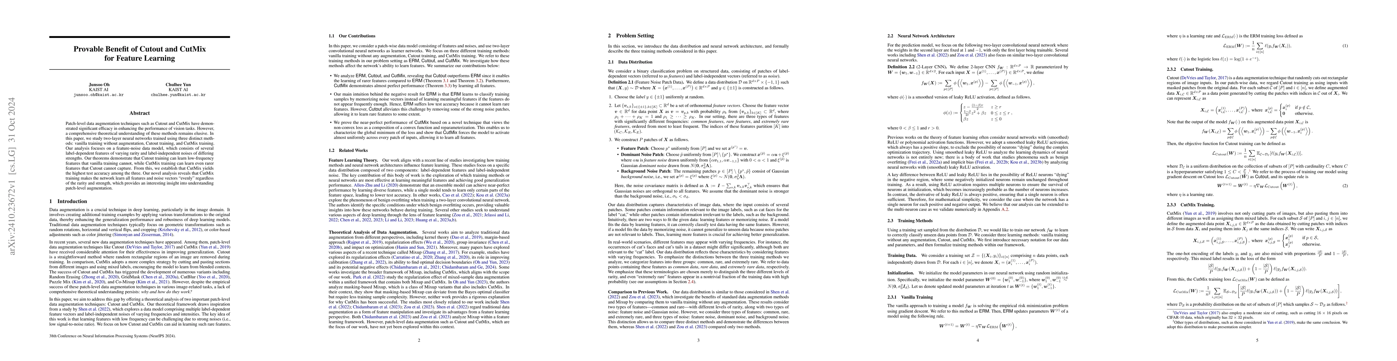 Thumbnail for Provable Benefit of Cutout and CutMix for Feature Learning