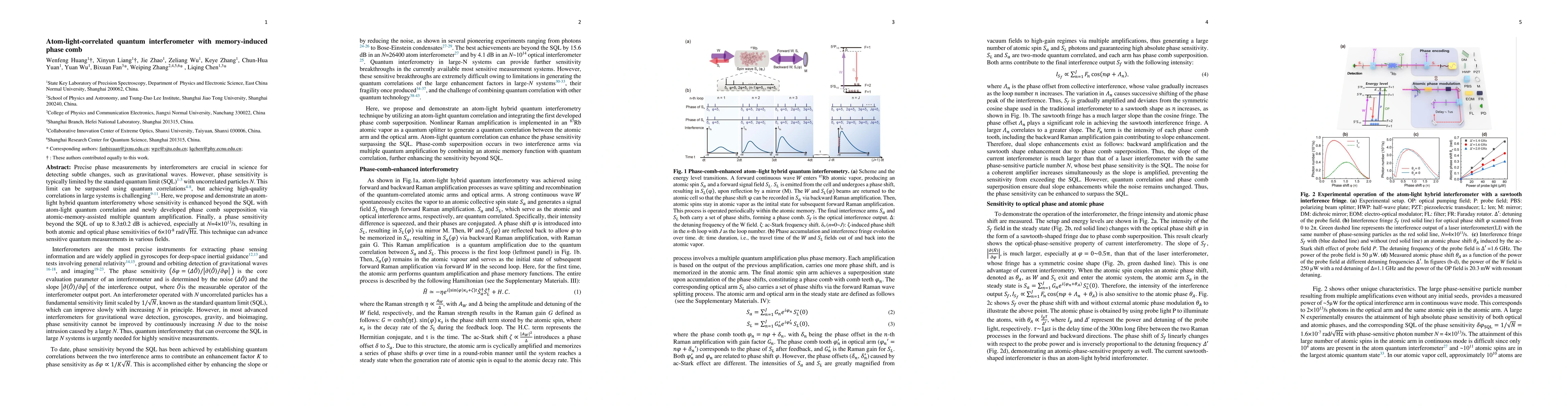 Thumbnail for Atom-light-correlated quantum interferometer with memory-induced phase
  comb
