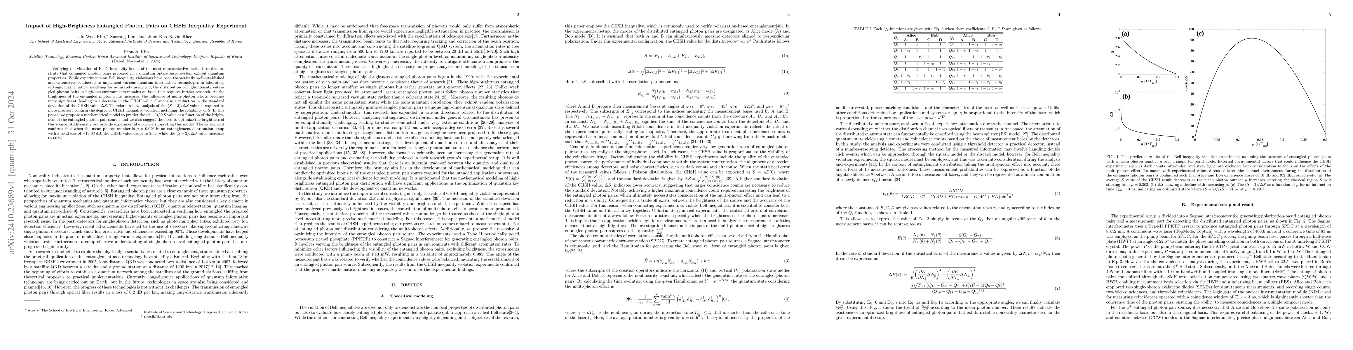 Thumbnail for Impact of High-Brightness Entangled Photon Pairs on CHSH Inequality
  Experiment