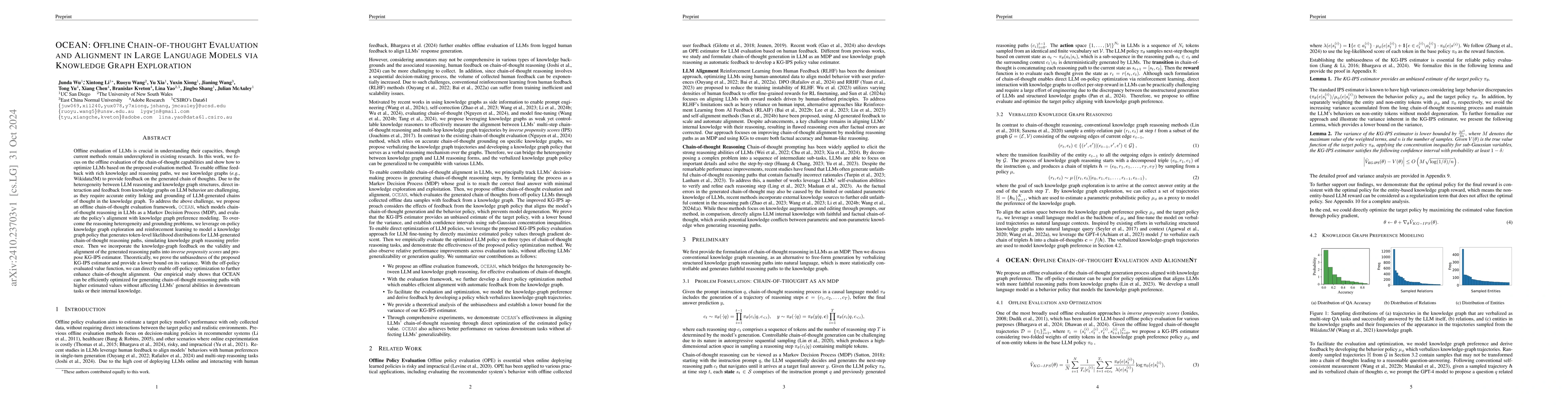Thumbnail for OCEAN: Offline Chain-of-thought Evaluation and Alignment in Large
  Language Models