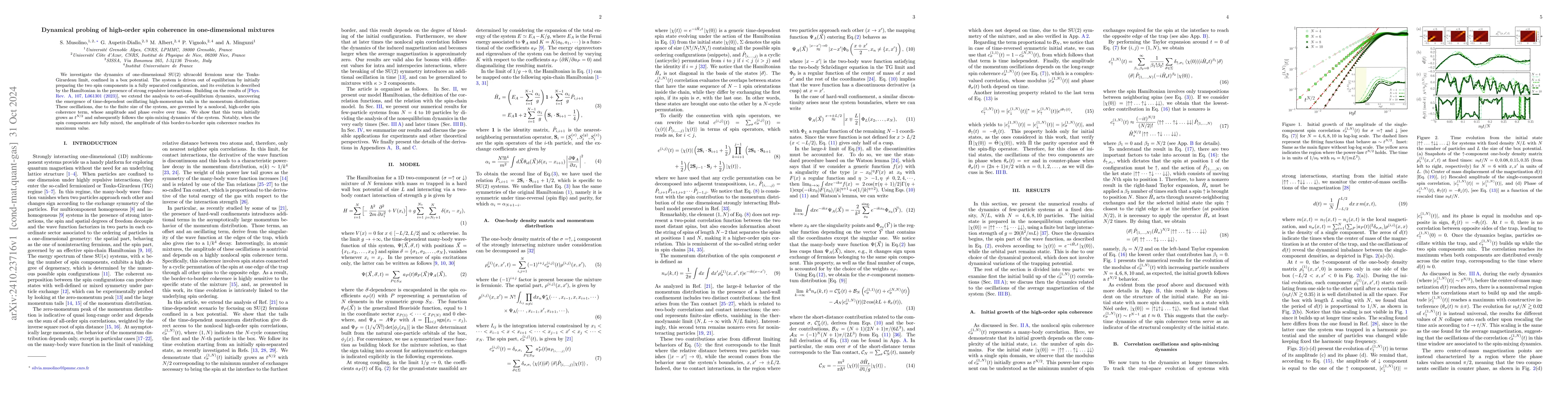 Thumbnail for Dynamical probing of high-order spin coherence in one-dimensional
  mixtures