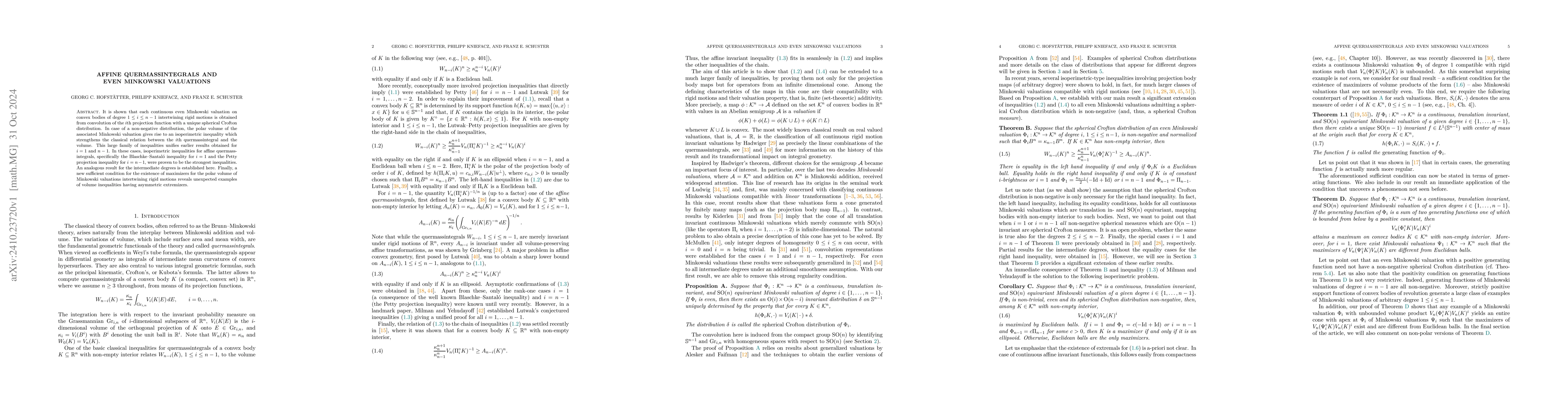 Thumbnail for Affine Quermassintegrals and Even Minkowski Valuations