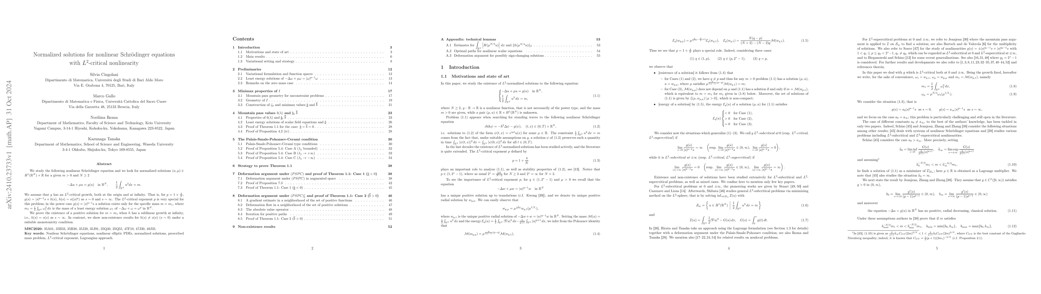 Thumbnail for Normalized solutions for nonlinear Schrödinger equations with
  $L^2$-critical nonlinearity