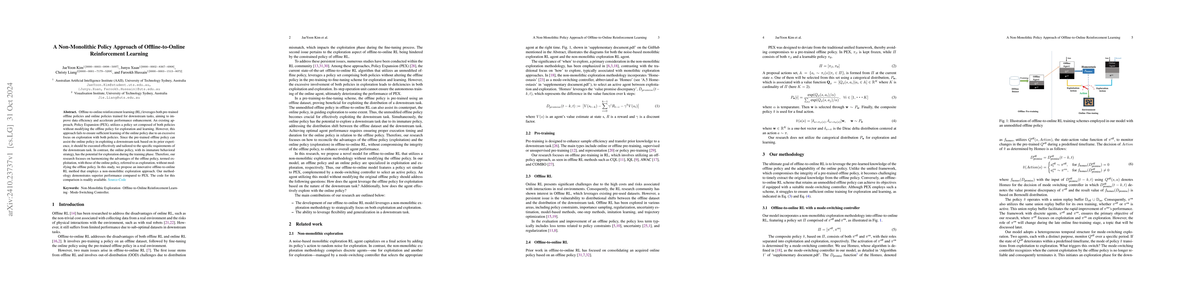 Thumbnail for A Non-Monolithic Policy Approach of Offline-to-Online Reinforcement
  Learning