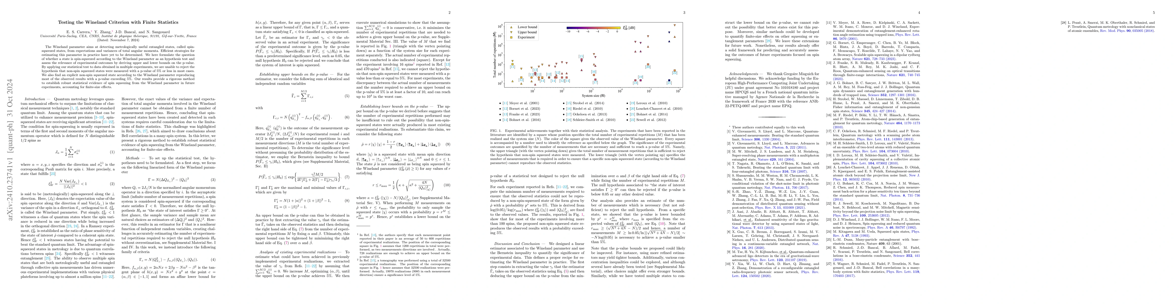 Thumbnail for Testing the Wineland Criterion with Finite Statistics