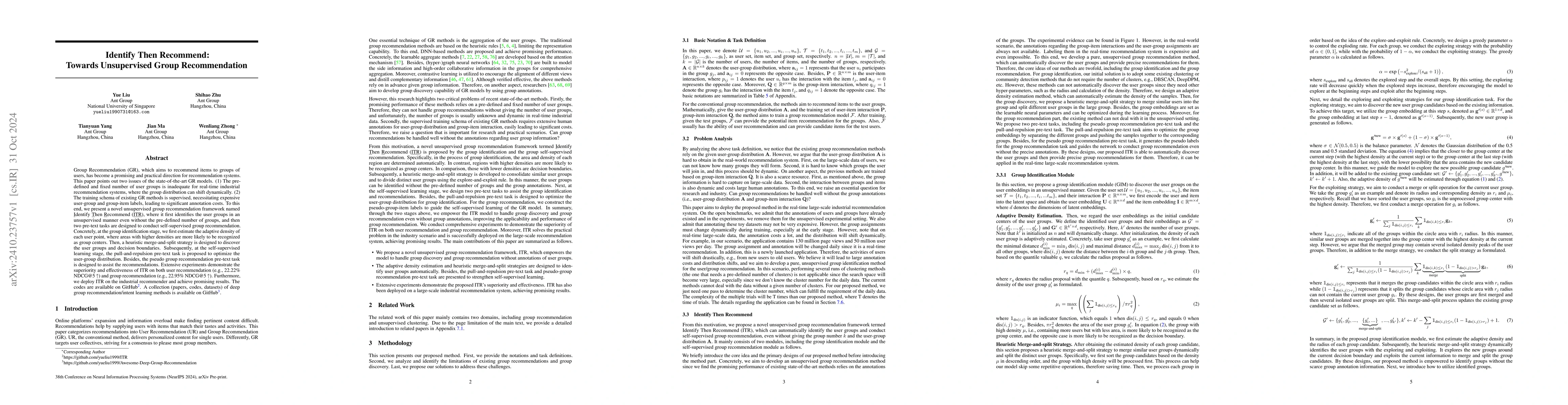 Thumbnail for Identify Then Recommend: Towards Unsupervised Group Recommendation
