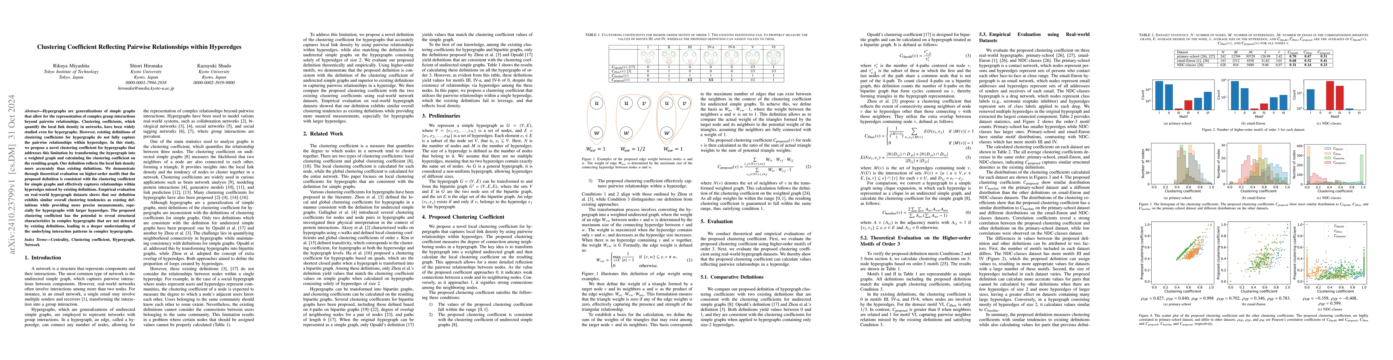 Thumbnail for Clustering Coefficient Reflecting Pairwise Relationships within
  Hyperedges