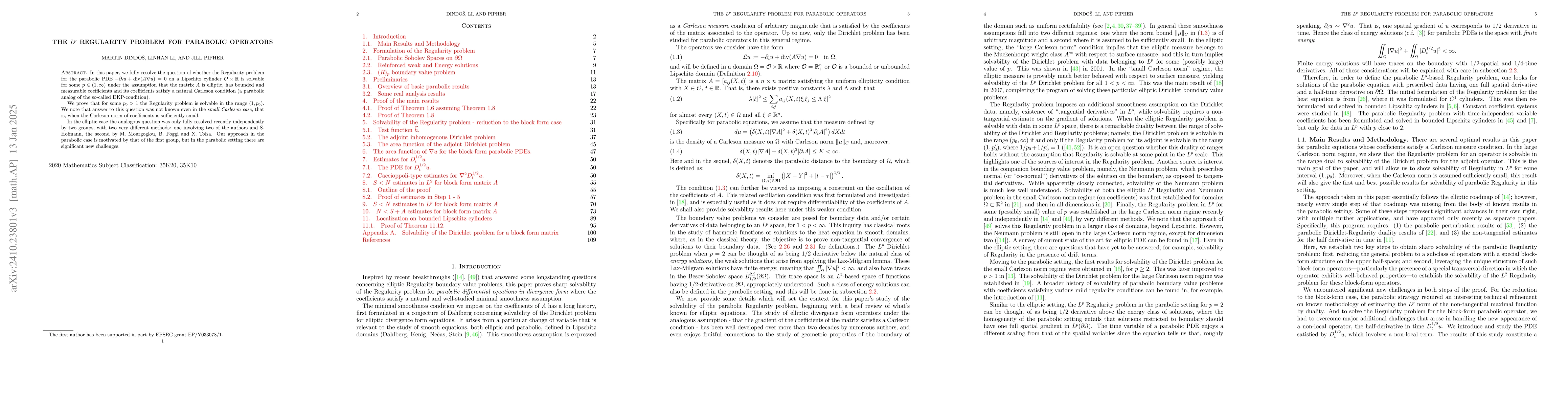 Thumbnail for The $L^p$ regularity problem for parabolic operators