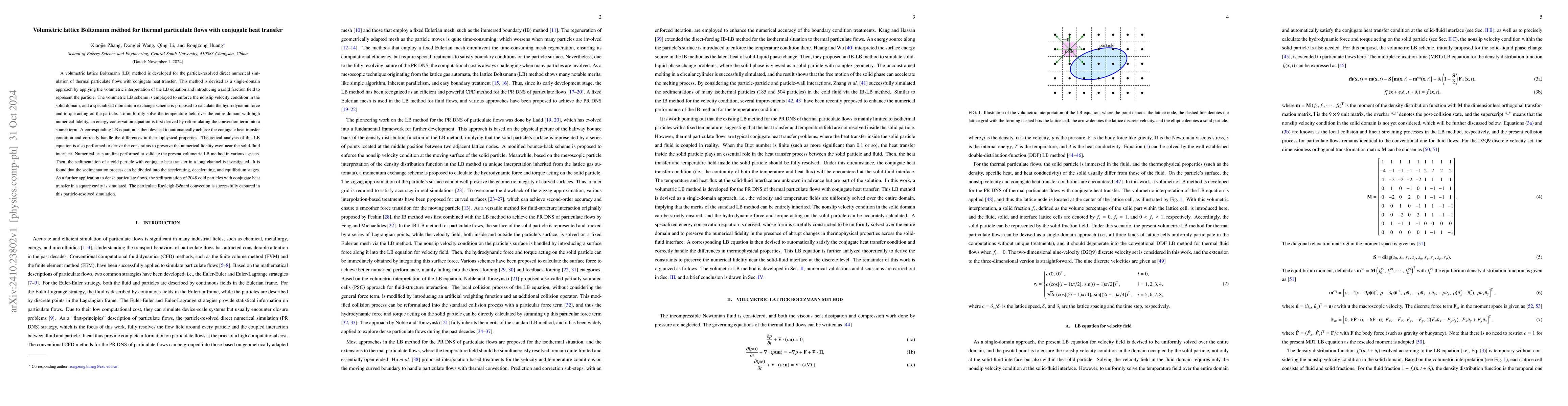 Thumbnail for Volumetric lattice Boltzmann method for thermal particulate flows with
  conjugate heat transfer