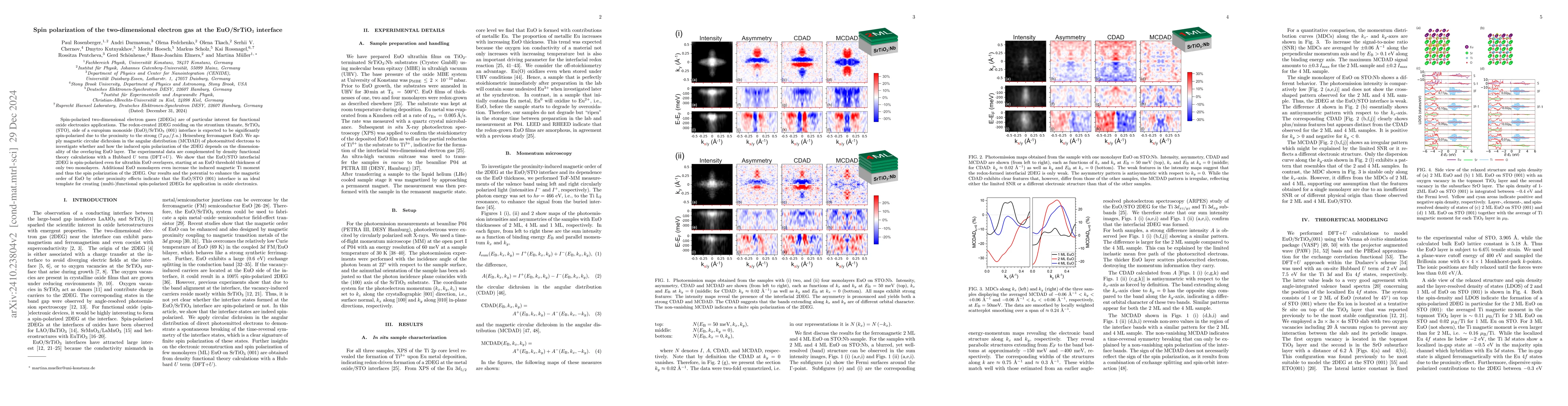 Thumbnail for Spin polarization of the two-dimensional electron gas at the
  EuO/SrTiO$_3$ interface
