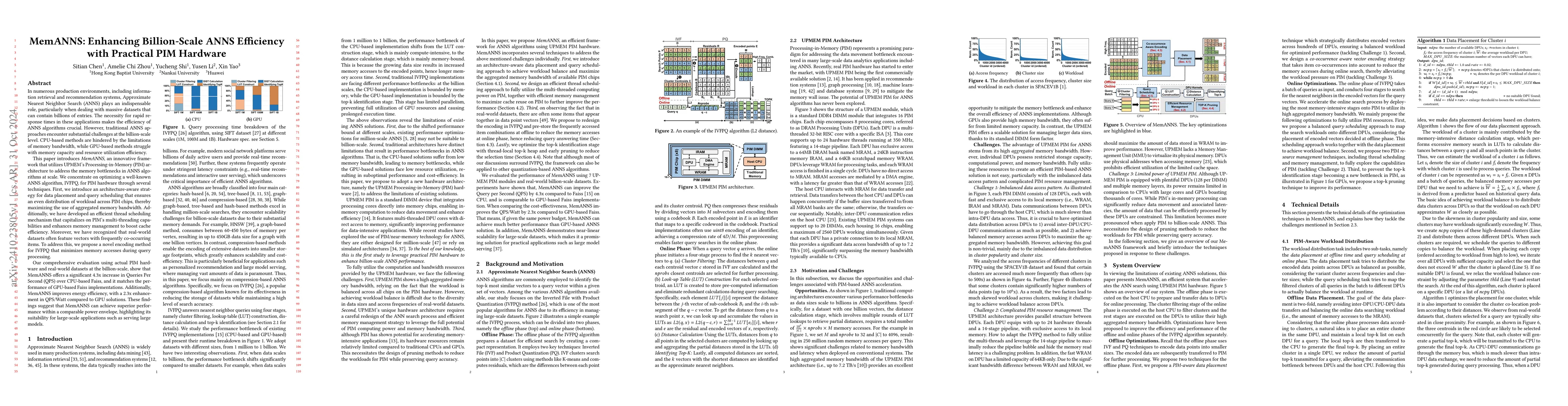 Thumbnail for MemANNS: Enhancing Billion-Scale ANNS Efficiency with Practical PIM
  Hardware