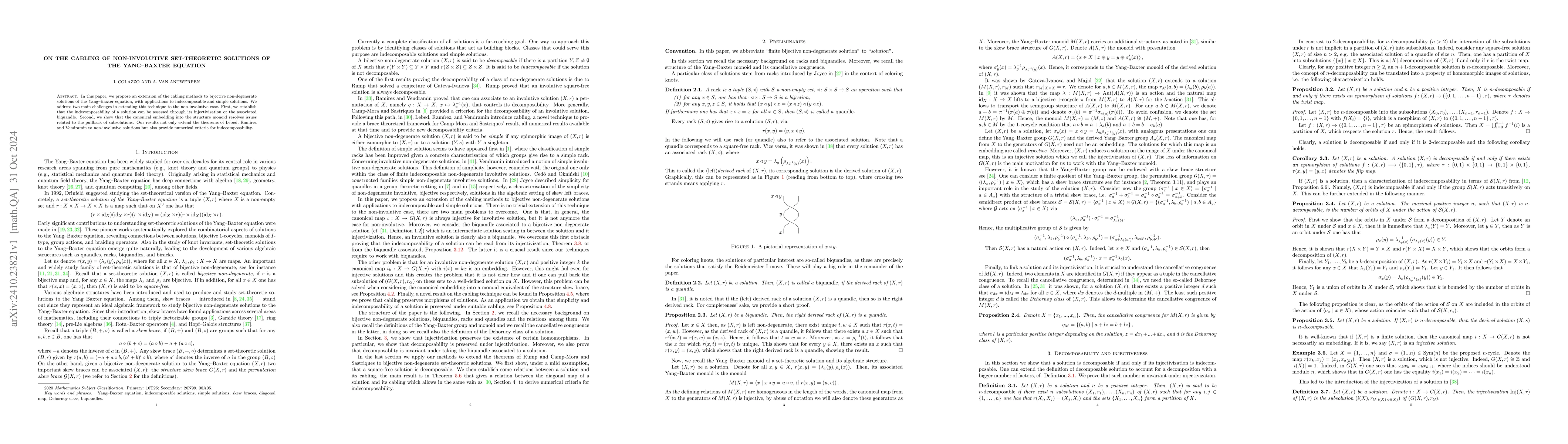 Thumbnail for On the cabling of non-involutive set-theoretic solutions of the
  Yang--Baxter equation