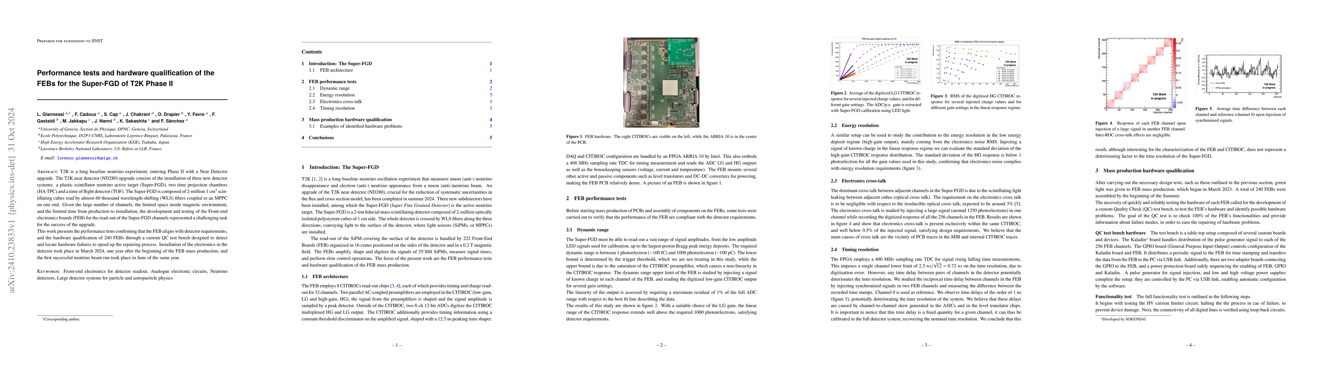 Thumbnail for Performance tests and hardware qualification of the FEBs for the
  Super-FGD of T2K Phase II
