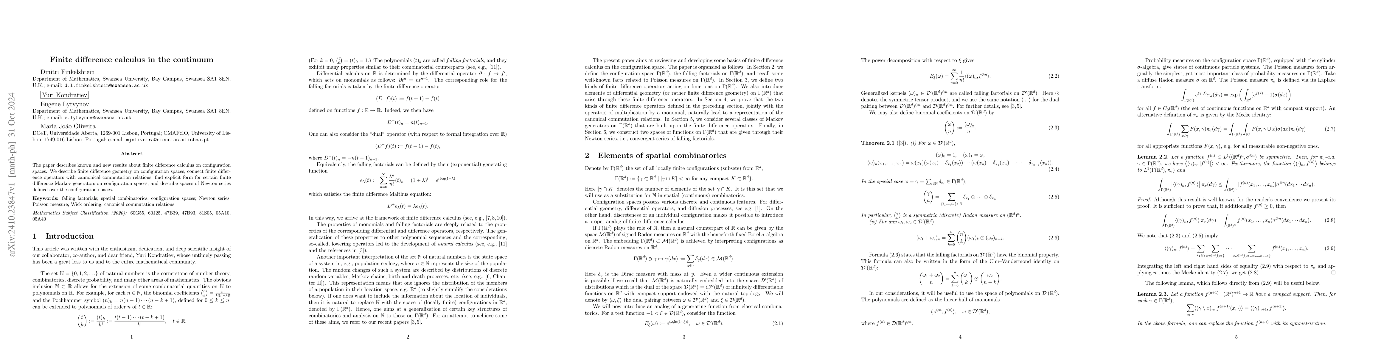 Thumbnail for Finite difference calculus in the continuum